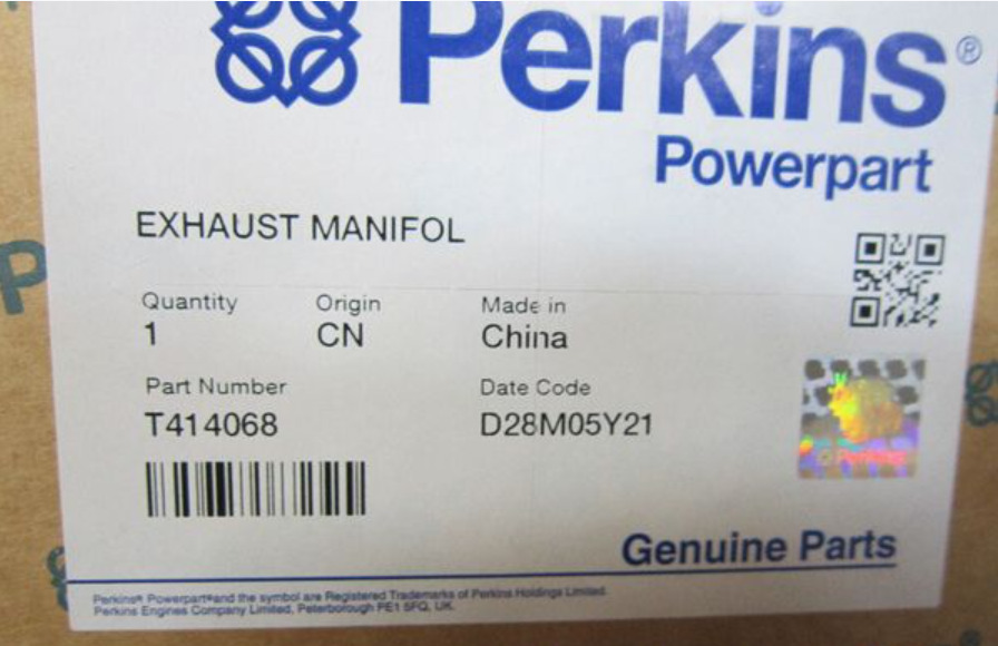 Collecteur d'échappement Perkins T414068/3778m292 pour moteur 2806D-E18TA/2506D