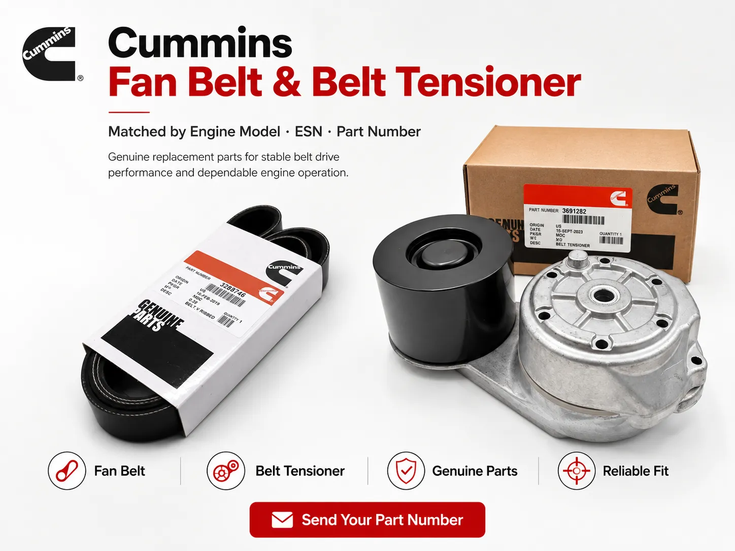 Cummins fan belt & belt tensioner for sale